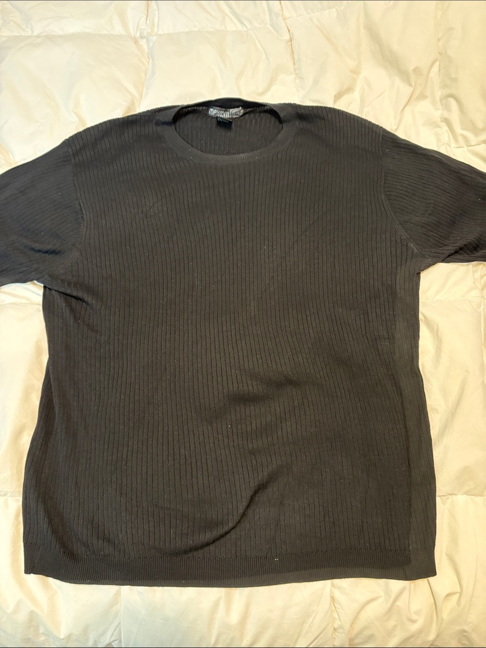 Men's Black Ribbed Crewneck Shirt